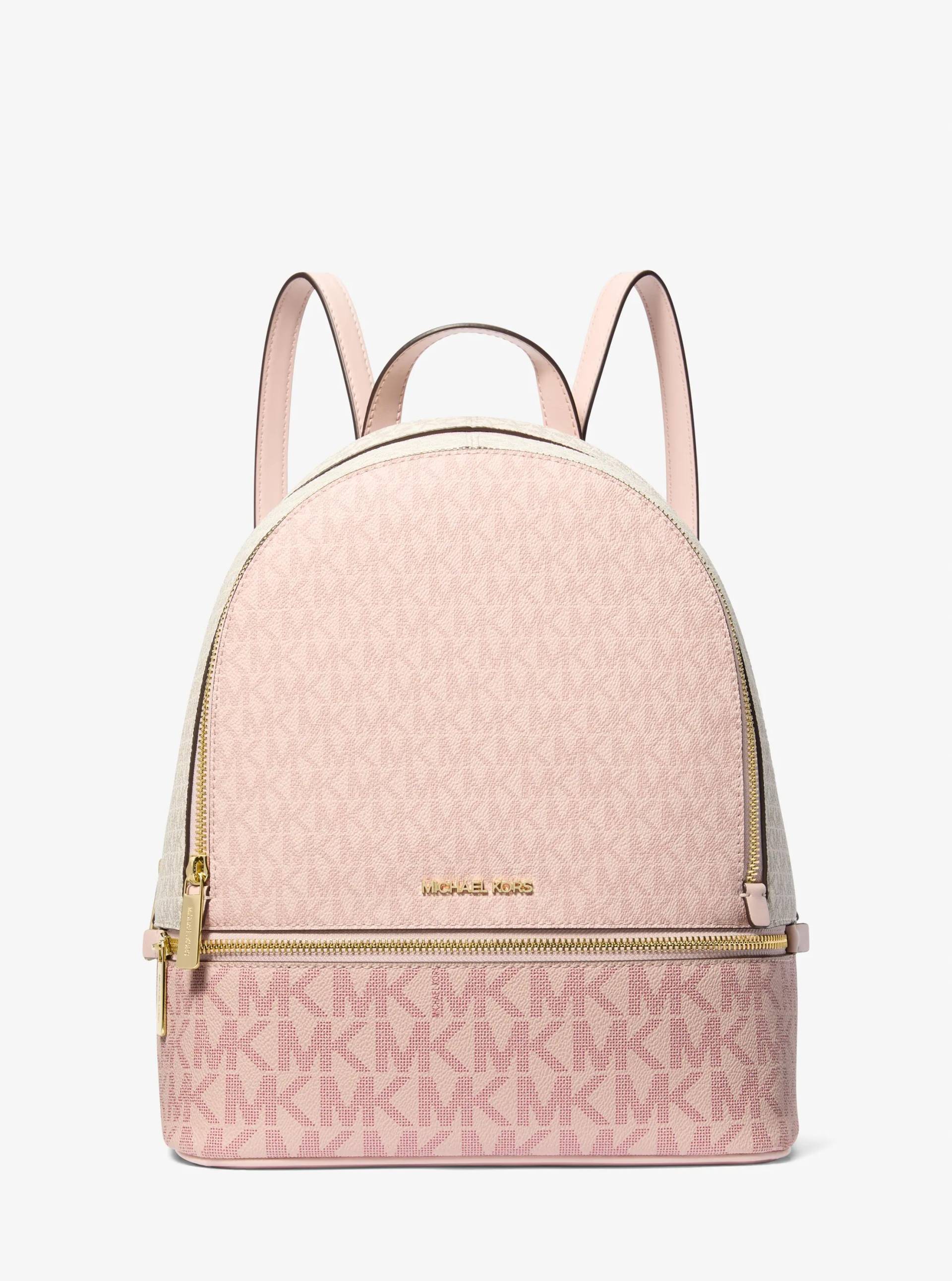 MK Rucksack Rhea Medium in Blockfarben mit Signature-Logomuster - Rosa - Michael Kors von Michael Kors Outlet