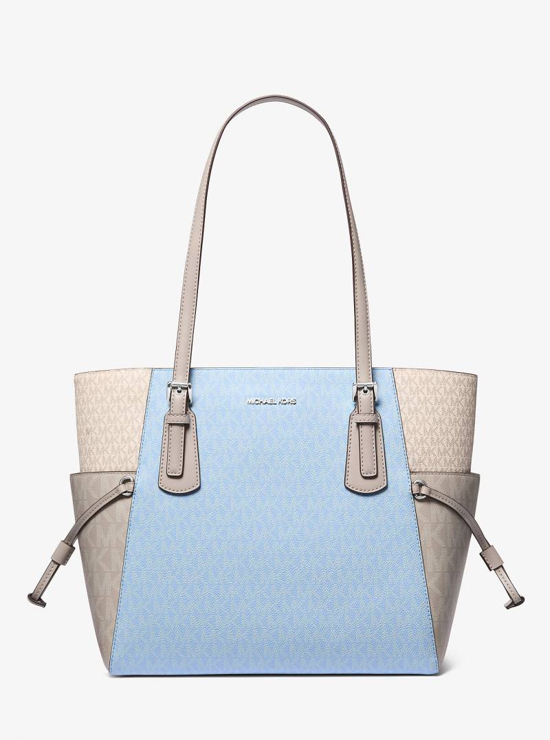 MK Shopper Voyager Large In Blockfarben Mit Signature-Logomuster - Blau - Michael Kors von Michael Kors Outlet