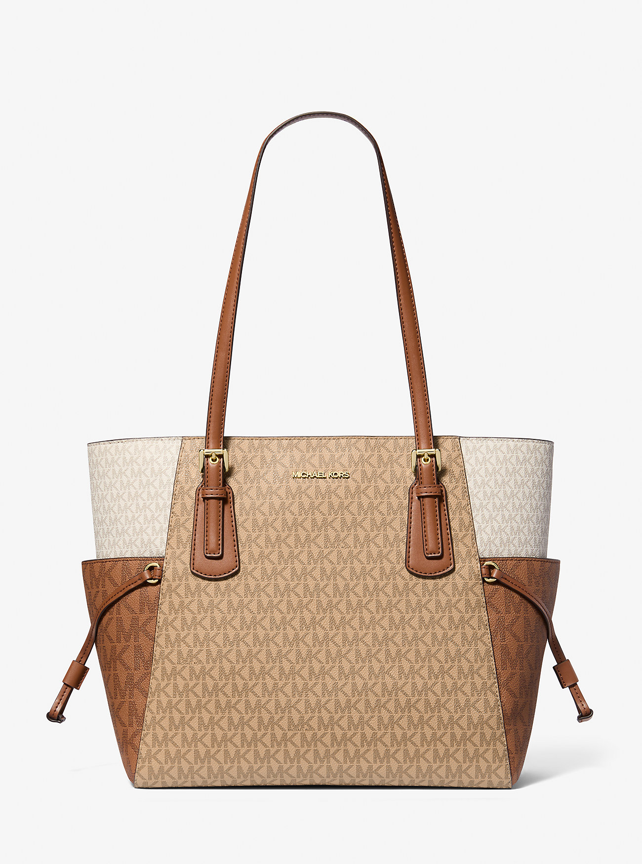 MK Shopper Voyager Large In Blockfarben Mit Signature-Logomuster - Braun - Michael Kors von Michael Kors Outlet