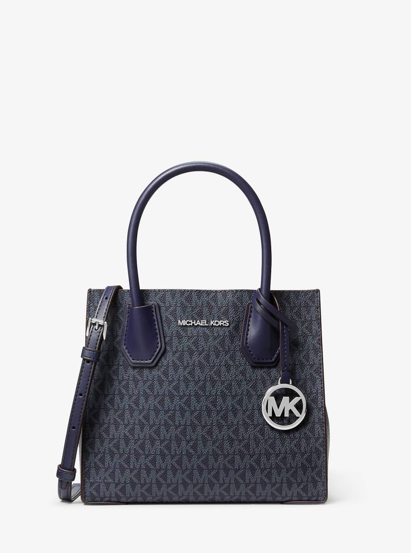 MK Umhängetasche Mercer Medium Aus Logostoff Und Leder Im Akkordeondesign - Blau - Michael Kors von Michael Kors Outlet