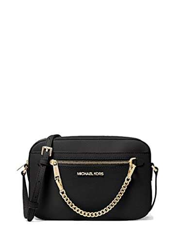 Michael Kors Jet Set Large Leather Crossbody Bag (Black/Gold HW) von Michael Kors