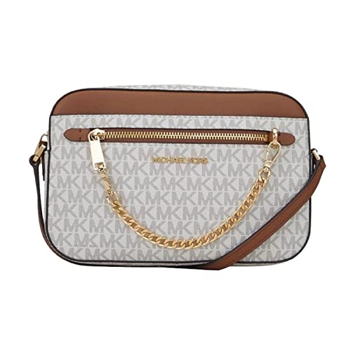 MICHAEL KORS Jet Set Large Leather Crossbody Bag (Vanilla Sig/Luggage) von Michael Kors