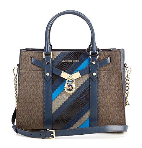 MICHAEL Michael Kors Women's Signature Nouveau Hamilton Large Satchel Bag, Navy Multi von Michael Michael Kors