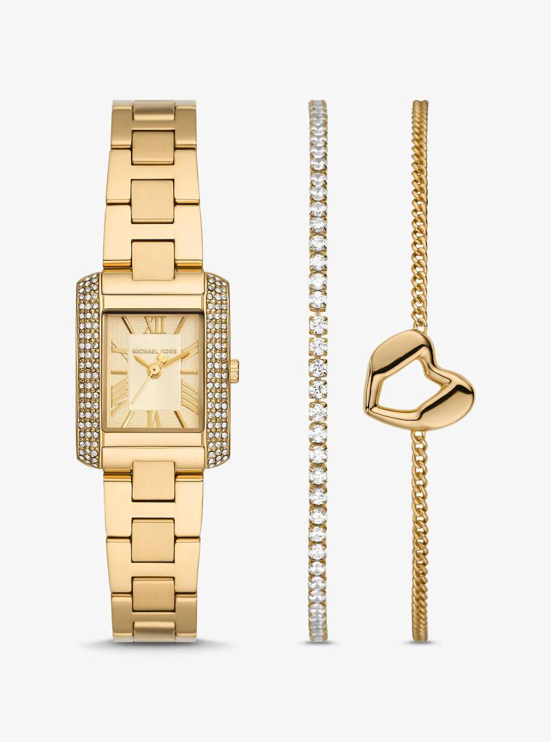 MK Mini-Armbanduhr Emery Und Armbänder Im Goldton Mit Pavé Im Set - Goldton - Michael Kors von Michael Kors