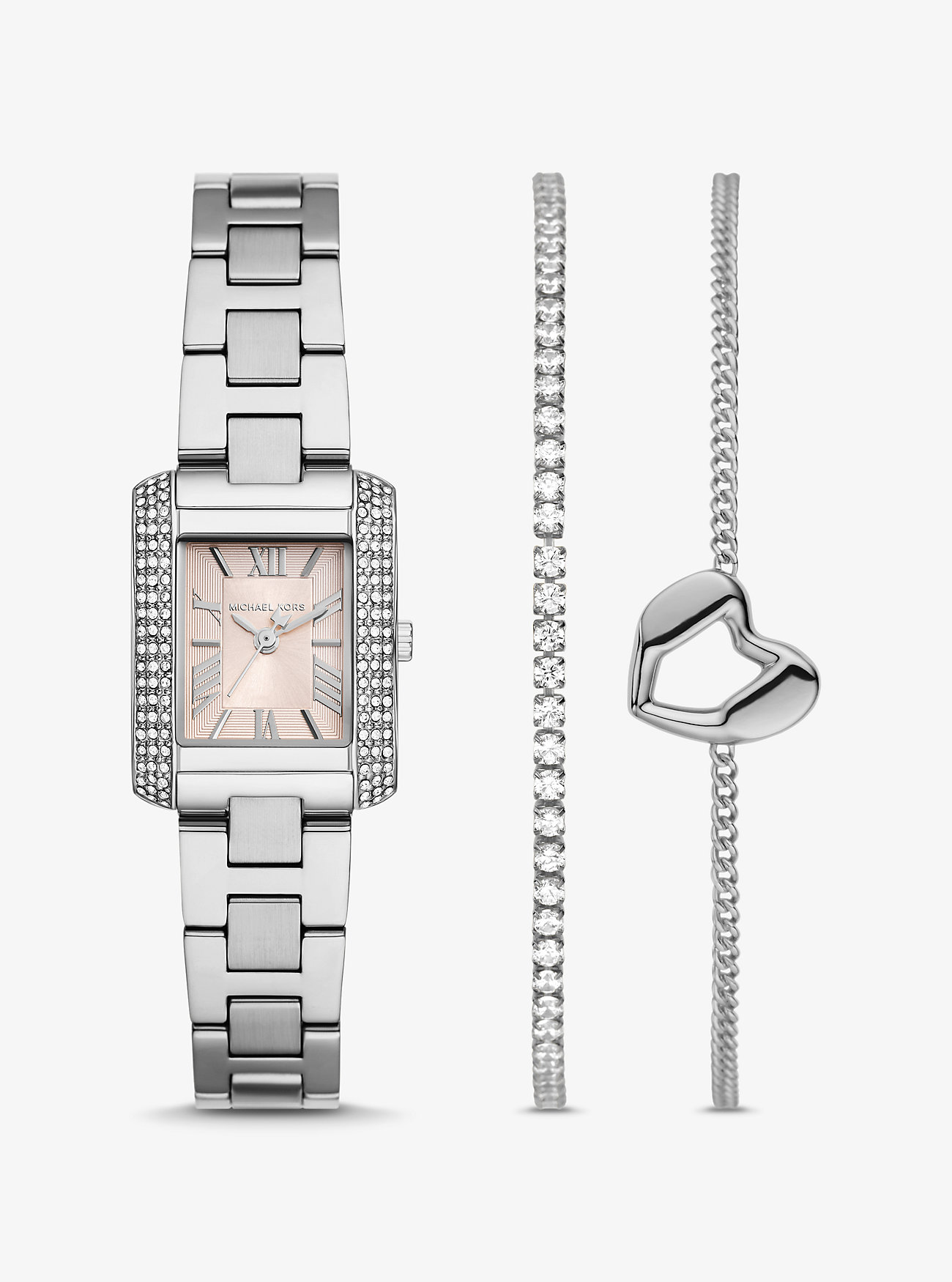 MK Mini-Armbanduhr Emery Und Armbänder Im Silberton Mit Pavé Im Set - Silberton - Michael Kors von Michael Kors