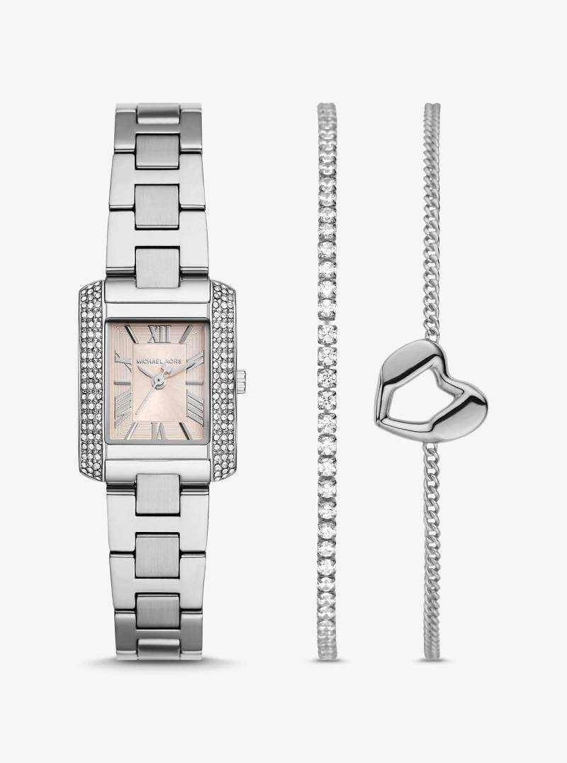 MK Mini-Armbanduhr Emery Und Armbänder Im Silberton Mit Pavé Im Set - Silberton - Michael Kors von Michael Kors
