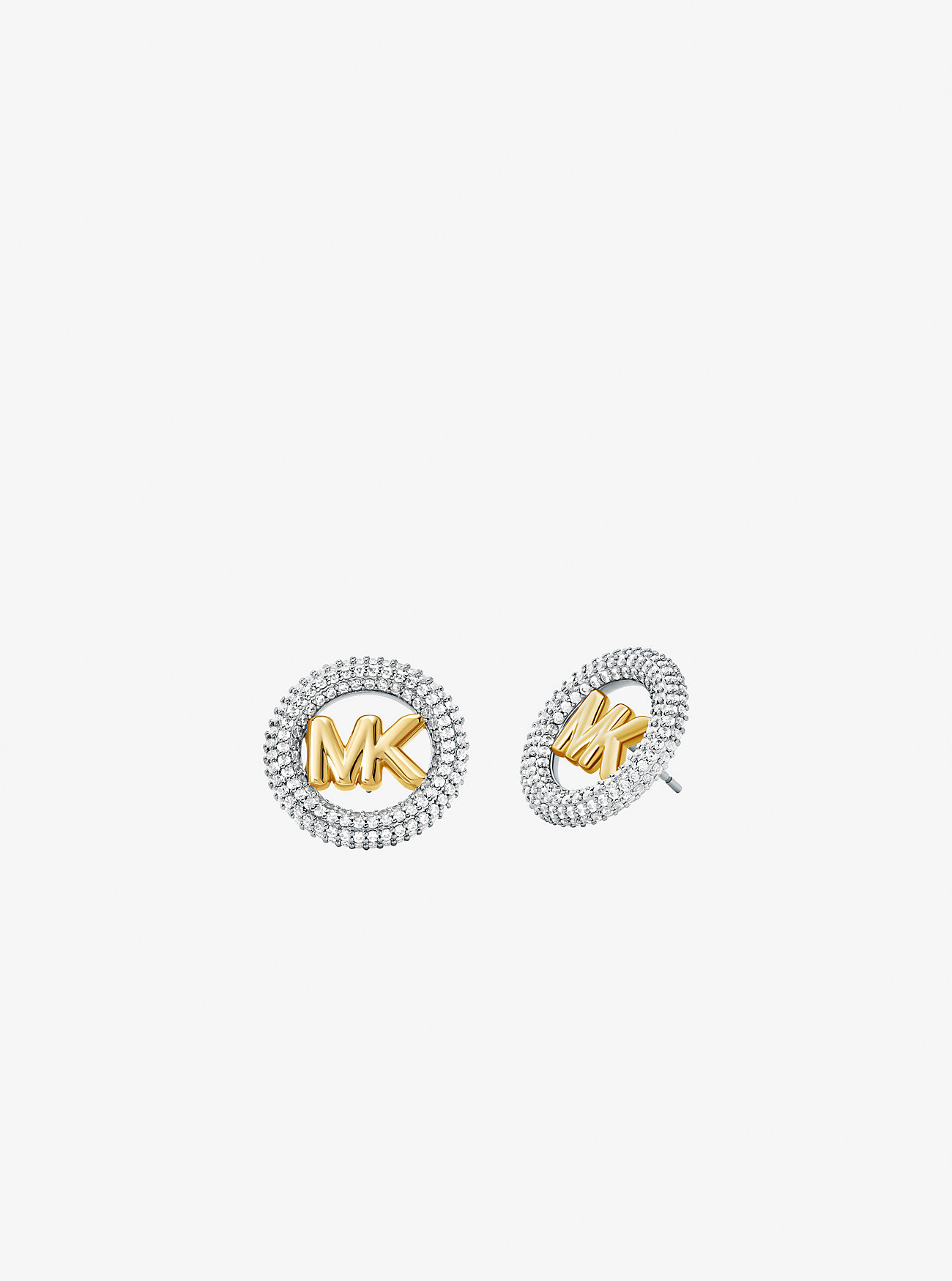 MK Mittelgroße Logo-Ohrstecker Mit Pavé Aus Messing Mit Edelmetallbeschichtung - Silberton - Michael Kors von Michael Kors