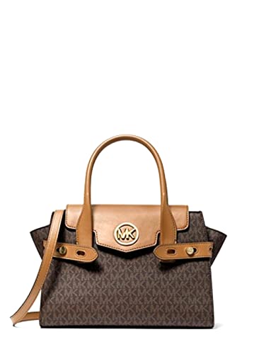 Michael Kors Carmen Medium Flap Satchel Crossbody MK Brown Signature von Michael Kors