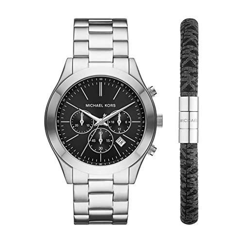 Michael Kors Herren Quarz-Chronograph Uhr mit Armband SLIM RUNWAY MK1056SET von Michael Kors