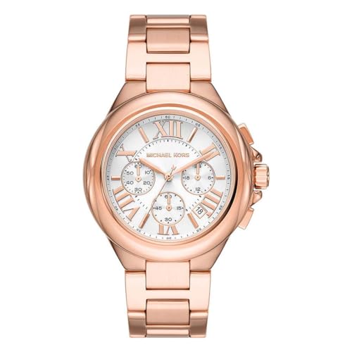 Michael Kors Damenuhr Camille, Chronographenwerk, 43mm Rose Gold Edelstahlgehäuse mit Edelstahlarmband, MK7271 von Michael Kors