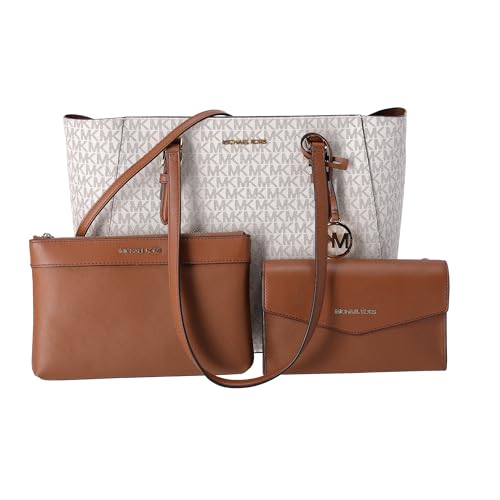 Michael Kors Charlotte Große 3-in-1 Tote Crossbody Handtasche Leder, Vanille, Large von Michael Kors