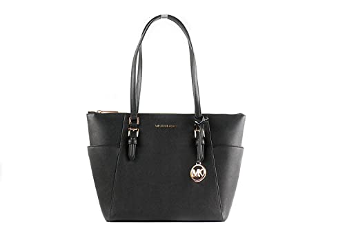 Michael Kors Charlotte Saffiano Leather Large Top Zip Tote - Black von Michael Kors