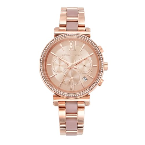 Michael Kors Damenuhr Sofie, Chronographenwerk, 39mm Rose Gold Edelstahlgehäuse mit einem Edelstahlarmband, MK6560 von Michael Kors