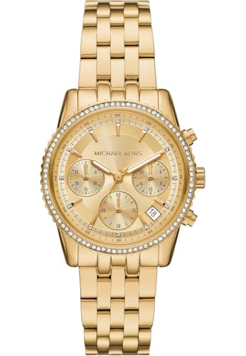 Michael Kors Ritz Watch for Women, Quartz Movement with Stainless Steel, Ceramic or Leather Strap Gold-Ton, 35MM Michael Kors Ritz Watch for Women, Quartz Movement with Stainless Steel, Ceramic or Leather Strap Gold-Ton, 35MM von Michael Kors