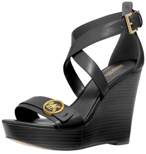 Michael Kors Damen Carmen Keilsandalen, Schwarz, 42.5 EU von Michael Kors