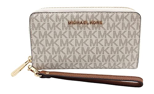 Michael Kors Damen Jet Set Multifunktionales Handy-Etui für Reisen, Weiá (Vanilla/Dark Acorn), Einheitsgröße von Michael Kors