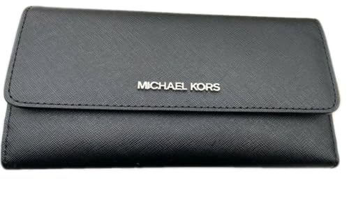 Michael Kors Damen Jet Set Travel Large Trifold Wallet, Schwarz/Silber, OS, Dreifach gefaltete Brieftasche von Michael Kors