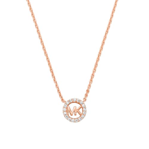 Michael Kors – Premium Kors MK Halskette aus roségoldfarbenem Sterlingsilber mit Logo-Anhänger für Damen, MKC1726CZ791 von Michael Kors