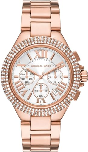 Michael Kors Damenuhr Camille, Chronographenwerk, 43mm Rose Gold Edelstahlgehäuse mit Edelstahlarmband, MK6995 von Michael Kors