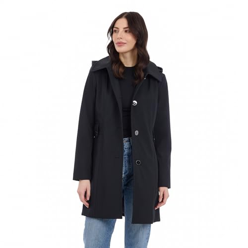 Michael Kors Damen Single Breasted Raincoat with Detachable Hood Regenmantel, Schwarz, XL von Michael Kors