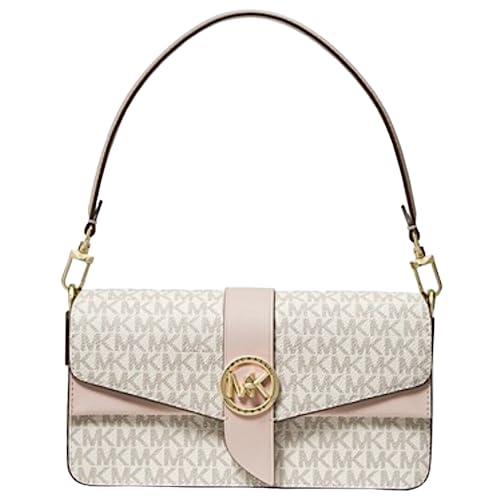 Michael Kors Greenwich Medium Schultertasche aus Leder, Vanille Sig von Michael Kors