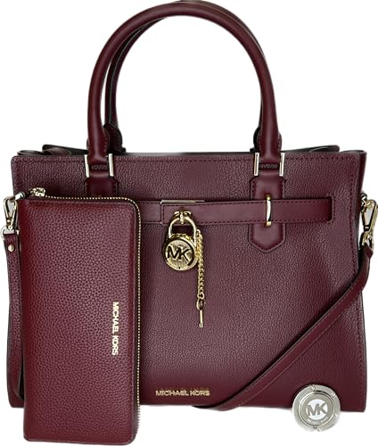 Michael Kors Hamilton MD Umhängetasche mit großem kontinentalen Geldbeutel und Geldbörsenhaken, Rot (Dark Cherry) von Michael Kors