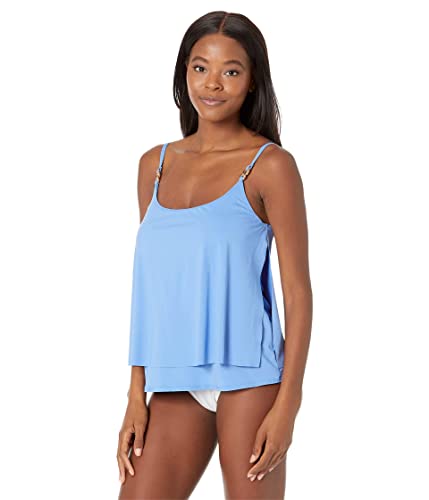 Michael Kors Iconic Solids Doppellagiges Tankini-Top, Crew Blue, XS von Michael Kors