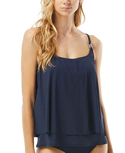 Michael Kors Iconic Solids Double Layer Tankini Top Navy XS von Michael Kors