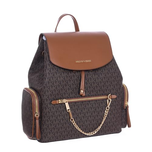 Michael Kors Jet Set Large Signature PVC Chain Backpack Flap Book Bag (brown sig) von Michael Kors