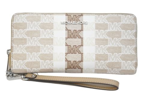 Michael Kors Jet Set Travel Continental Wristlet Signature Striped Logo, CAMEL von Michael Kors