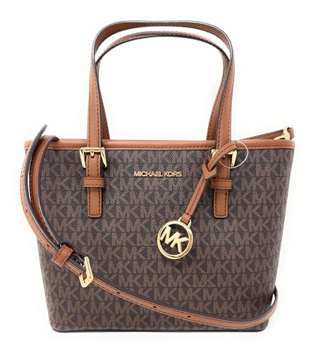 Michael Kors Jet Set Travel Convertible Carryall Top Zip Logo Tote - Brown von Michael Kors