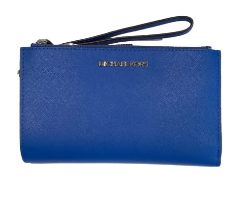 Michael Kors Jet Set Travel Double Zip Saffiano Leather Wristlet Wallet (Electric Blue) von Michael Kors