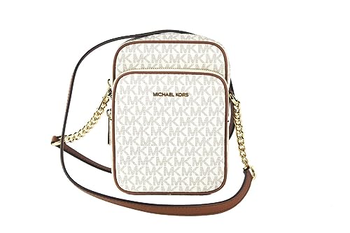 Michael Kors Jet Set Travel Signature PVC Medium Logo Chain Crossbody Flight Bag (Vanilla) von Michael Kors