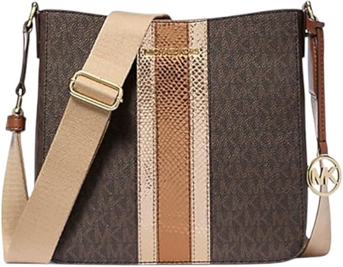 Michael Kors Jet Set Travel Small Signature Logo und Metallic Messenger Bag (Braun), Braun, Small von Michael Kors