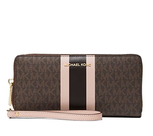 Michael Kors Logo Stripe Gro e Continental Geldb rse, Braun/Soft Pink, Braun/Soft Pink, Jet Set Geldb rse von MICHAEL Michael Kors