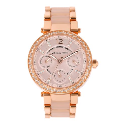 Michael Kors Damen Quartz Armbanduhr, 33.00mm GehäusegröÃŸe mit rosa analog Zifferblatt und rosa Ceramic Bracelet Armband MK6110 von Michael Kors