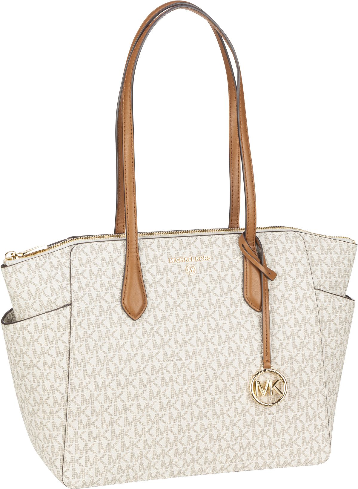 Michael Kors Marilyn Medium TZ Tote MK Signature  in Beige (13.2 Liter), Handtasche von Michael Kors