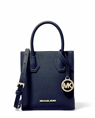 Michael Kors Mercer Umhängetasche aus genarbtem Leder, extra klein, Marineblau von Michael Kors