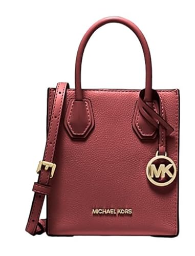 Michael Kors Mercer Umhängetasche aus genarbtem Leder, extra klein, Rot (Dark Cherry), Extra Small von Michael Kors