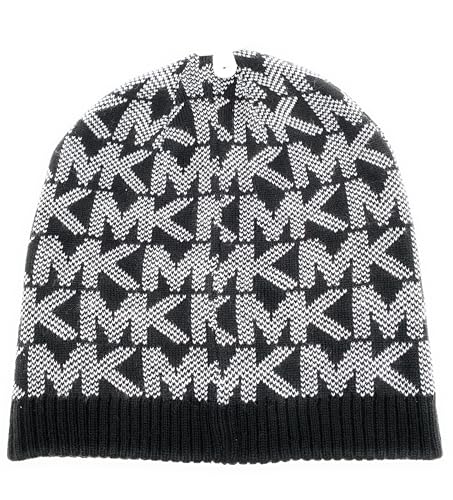 Michael Kors Mütze I Damenmütze I Beanie I Wintermütze I Strickmütze I One Size I Weiche Acrylwolle I Logo (Schwarz-Silber) von Michael Kors