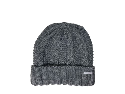 Michael Kors Mütze I Damenmütze I Beanie I Wollmütze I Wintermütze I One Size I Strickmütze I Zopfmuster I Weiche Acrylwolle I Logo (Anthrazit) von Michael Kors