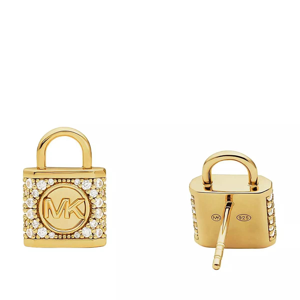 Michael Kors Ohrringe - 14K Gold-Plated Sterling Silver Pavé Lock Stud Ear - Gr. unisize - in Gold - für Damen von Michael Kors