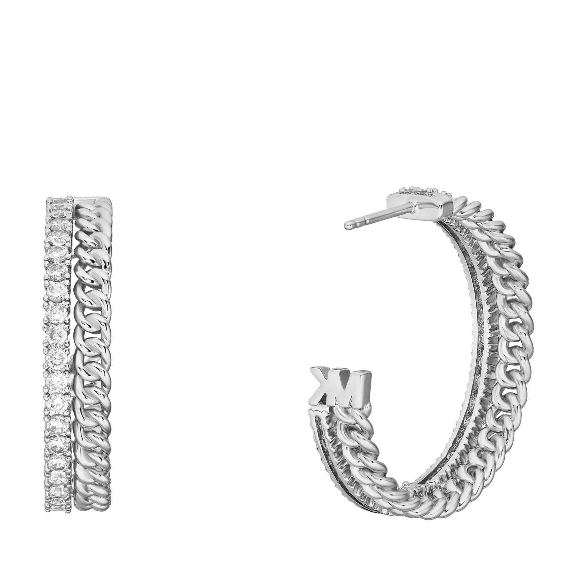 Michael Kors Ohrringe - Platinum-Plated Chain Hoop Earrings - Gr. unisize - in Silber - für Damen von Michael Kors
