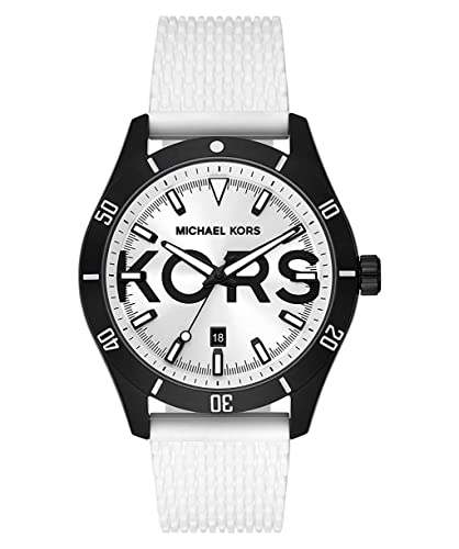 Michael Kors Outlet Dylan - Analoge Quarzuhr mit weißem Silikon für Herren MK8903 von Michael Kors