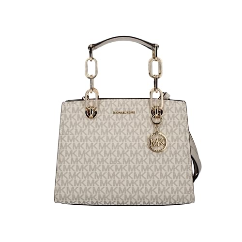 MICHAEL KORS Satchel Cynthia kleine Tasche mit Logos und goldener Kette, Farbe: Vanille, vanille, Small von Michael Kors