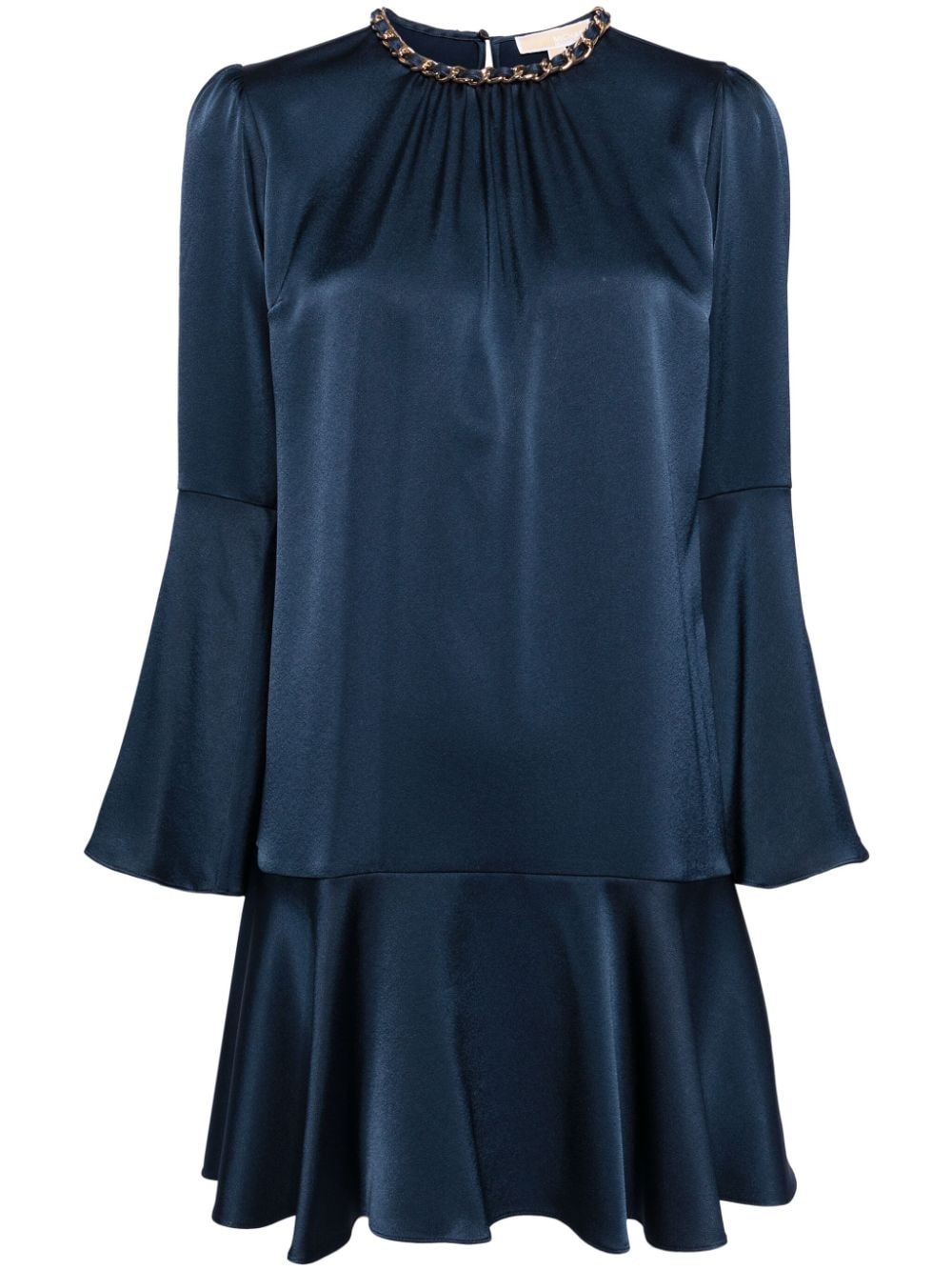 Michael Kors Satin-Minikleid mit Zierkette - Blau von Michael Kors