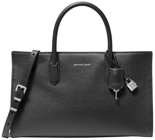 Michael Kors Scarlett Medium Satchel, Silberfarbene Metallteile/Schwarz, One size von Michael Kors
