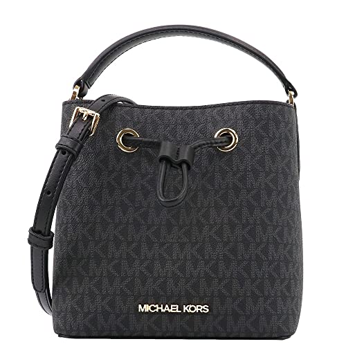 Michael Kors Small Suri Bucket Bag Tote Crossbody Black MK Signature Leather PVC von Michael Kors