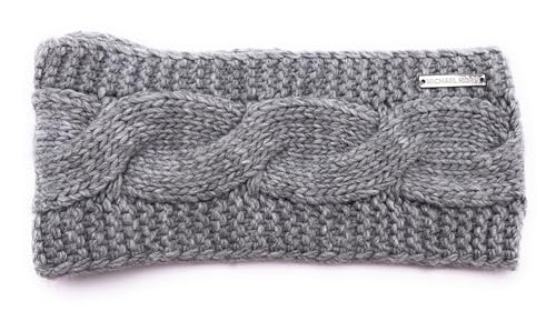 Michael Kors Stirnband I Damen I Winter I One Size I Weiche Acrylwolle I Michael Kors Logo I Zopfmuster I Grau I Hatband 6875 von Michael Kors