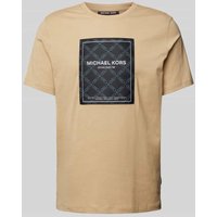 Michael Kors T-Shirt mit Label-Print Modell 'EMPIRE FLAGSHIP' in Khaki, Größe L von Michael Kors